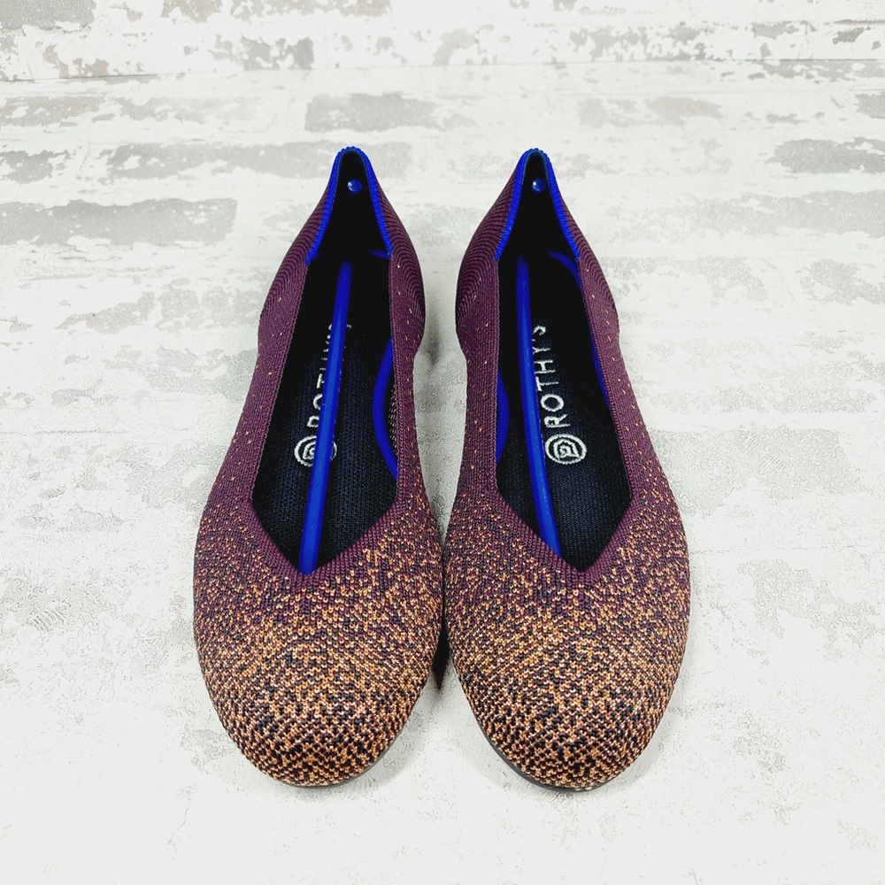 NEW Rothy's Burgundy Eggplant Metallic Ombre Slip-On Shoes Knit Loafers O640 - Picture 4 of 8